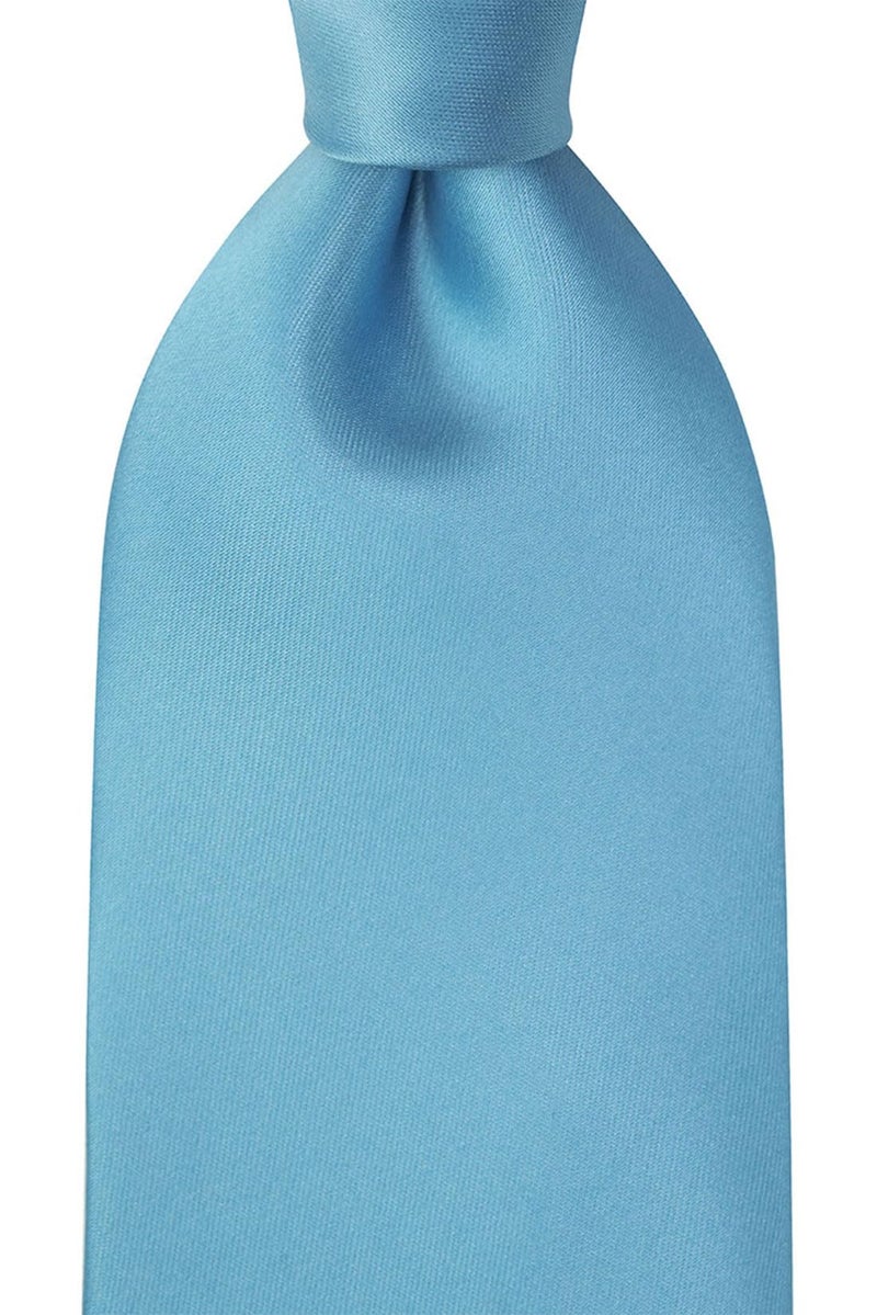 KissTies Mens Dusty Blue Tie Solid Wedding Necktie + Gift Box - Image 3